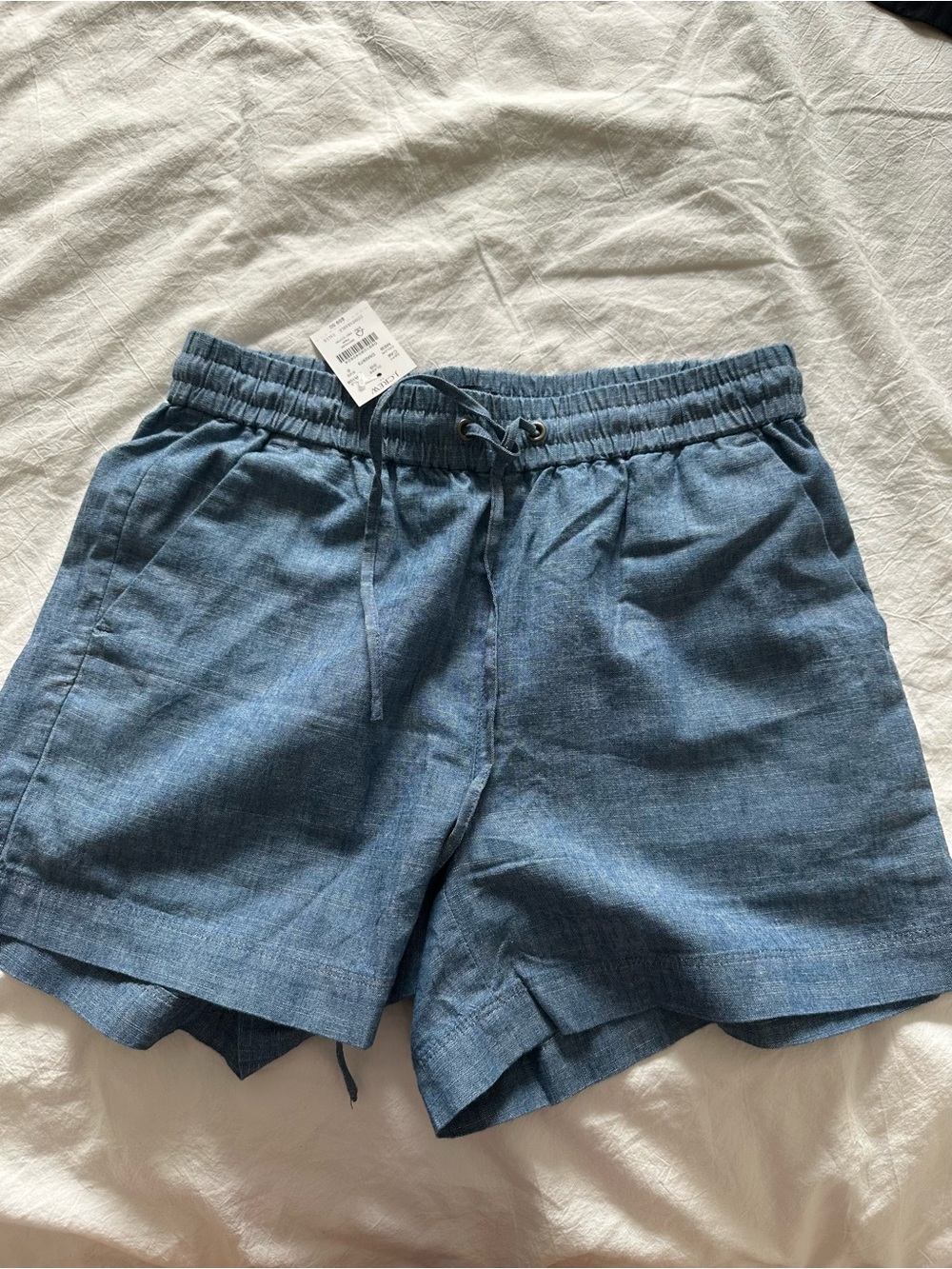 J.Crew Blue Drawstring Linen-Blend Shorts NWT